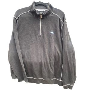 TOMMY BAHAMA 1/4 Zip Sweatshirt Charcoal Gray Size XL
